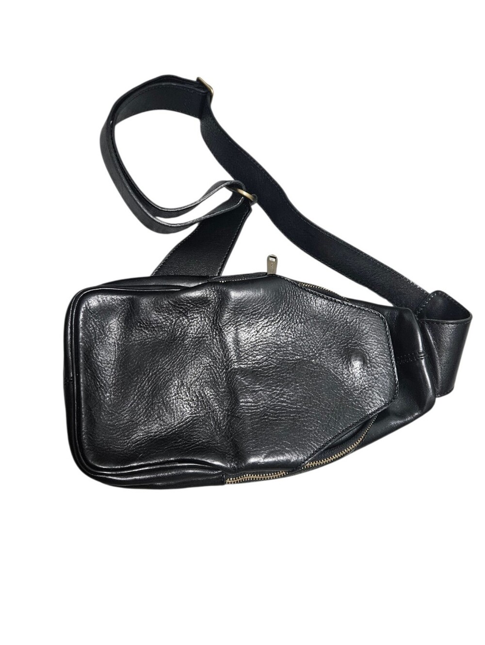 Made in Italy Black Leather Crossbody Sling Bag - Picture 4 of 7